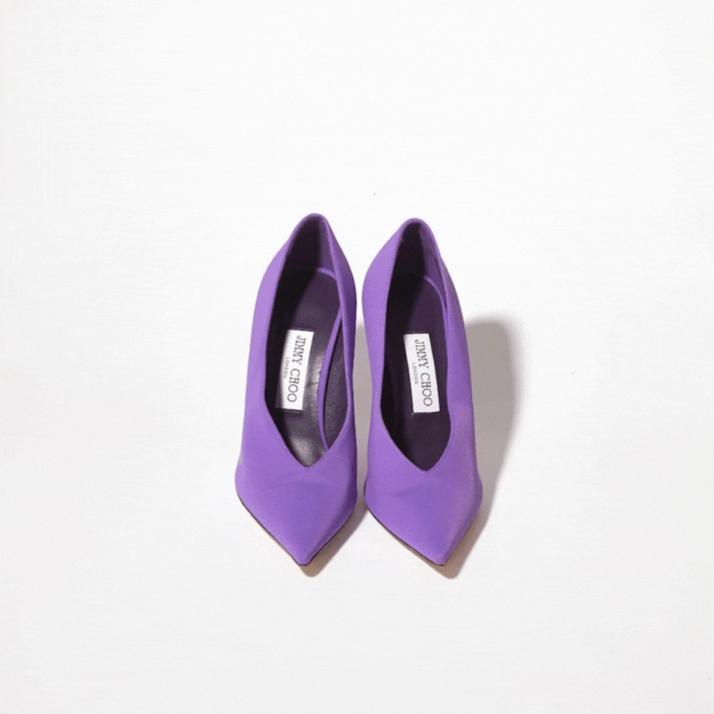Jimmy Choo Maryanne 100 Pointed Pumps In Violet Satin 38